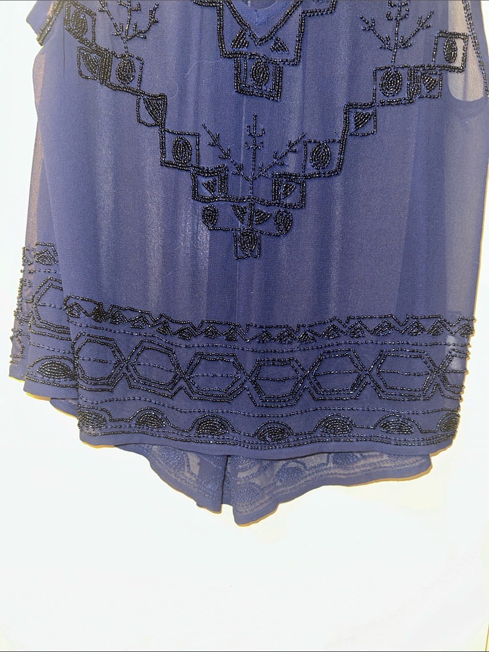 Free People Navy Sheer Tunic with Beaded Accents - Picture 5 of 11